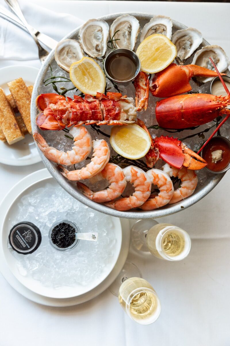 Grand Plateau seafood platter with oysters, lobster, shrimp, and caviar at Mon Ami Gabi