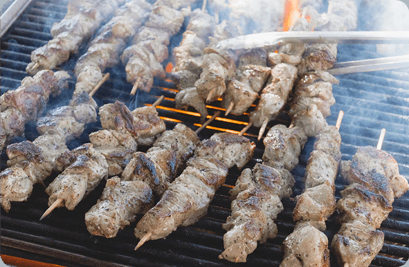 Souvlaki skewers grilling at Las Vegas Greek Fest (official festival photo)